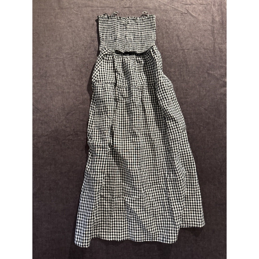 Reformation Large 100% Linen Ghingham Check 2 Piece Blk & Wht